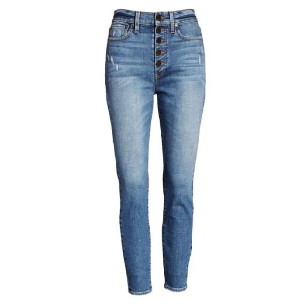 Alice + Olivia Good High Rise Exposed Button Fly Long Shot Hi-Waist Skinny Jeans - Picture 4 of 9